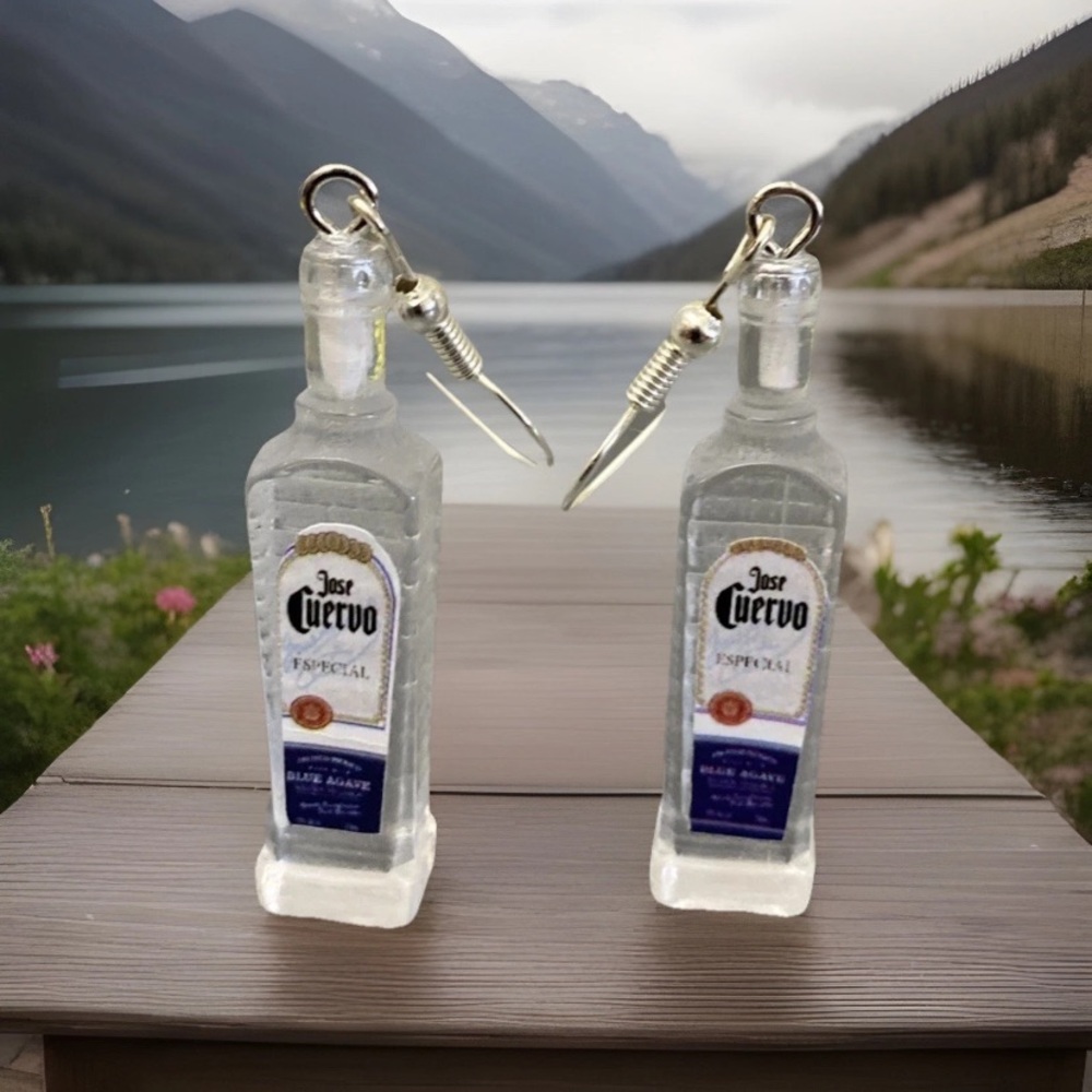 Silver Jose Cuervo Bottle Earrings